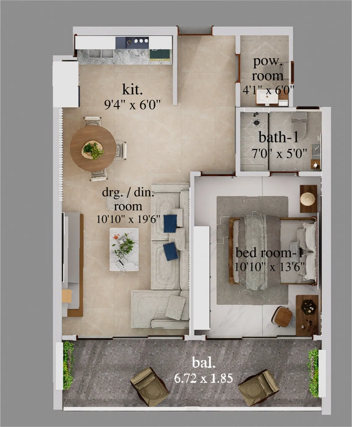 Harisons Builders 1 BHK floor plan blueprint